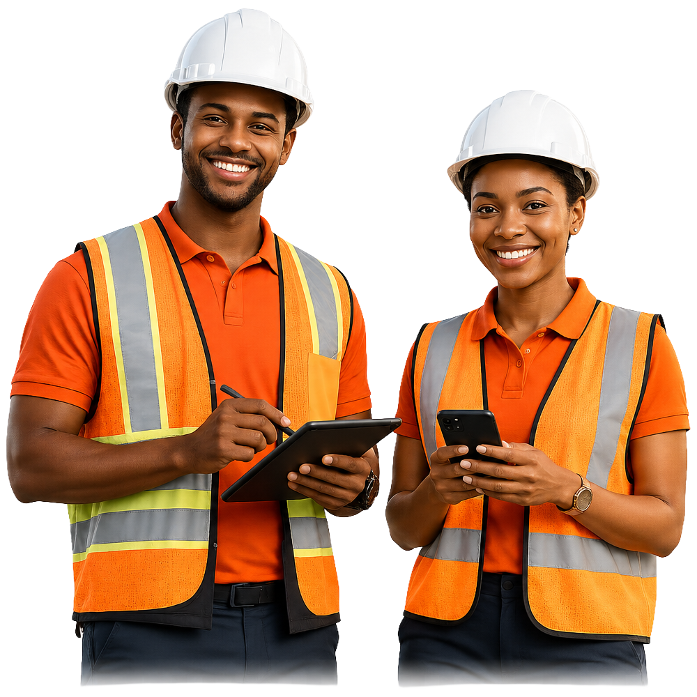Photo de deux agents avec des tablettes